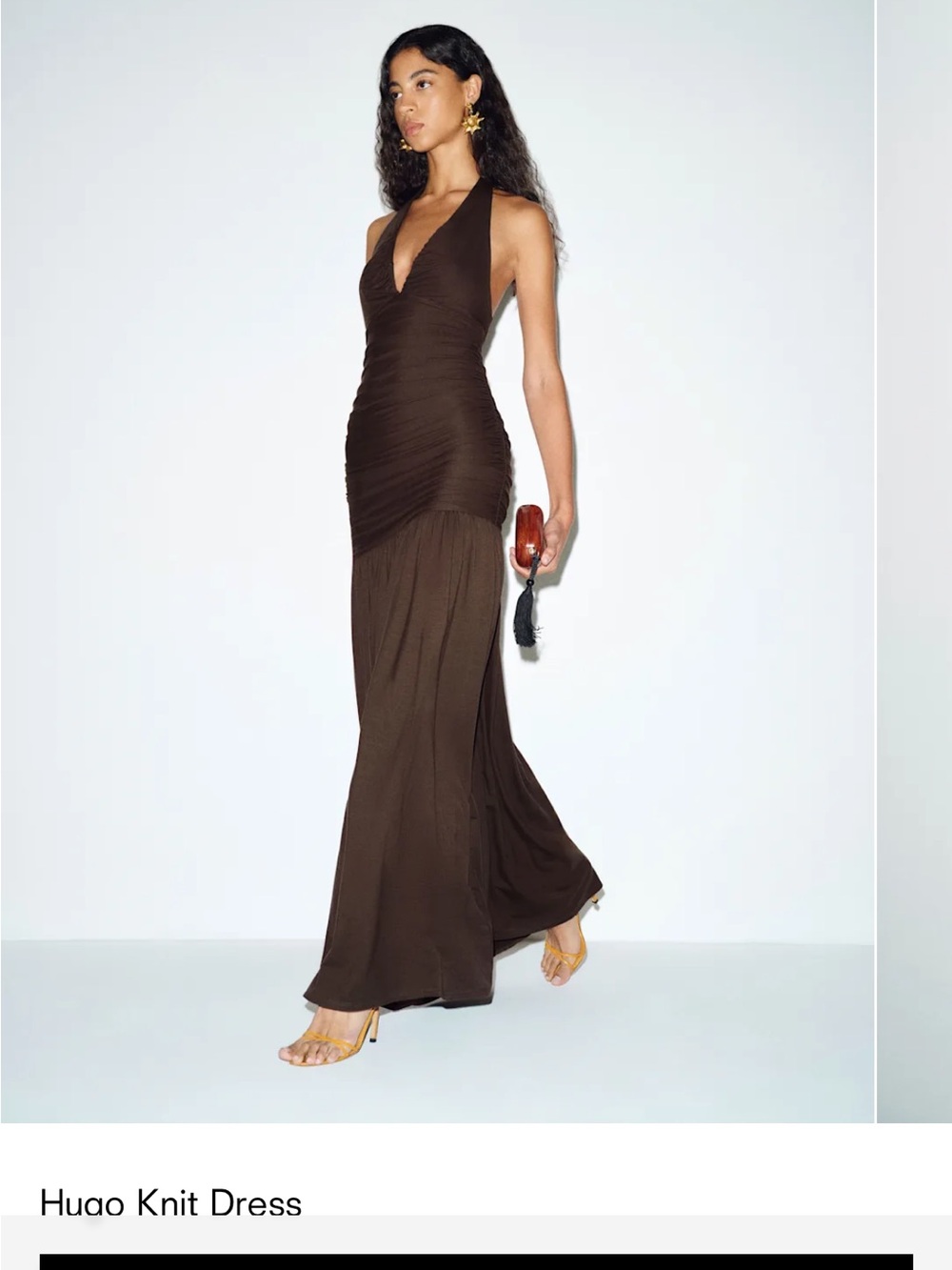 Reformation Chocolate Brown Halter Knit Maxi Dress
